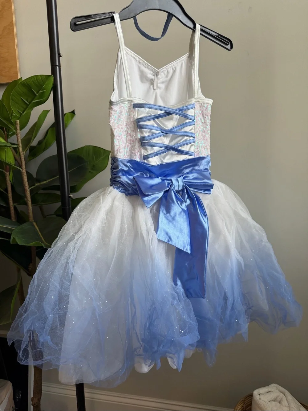 Weissman White and Light Blue Sparkle Tulle Dance Costume